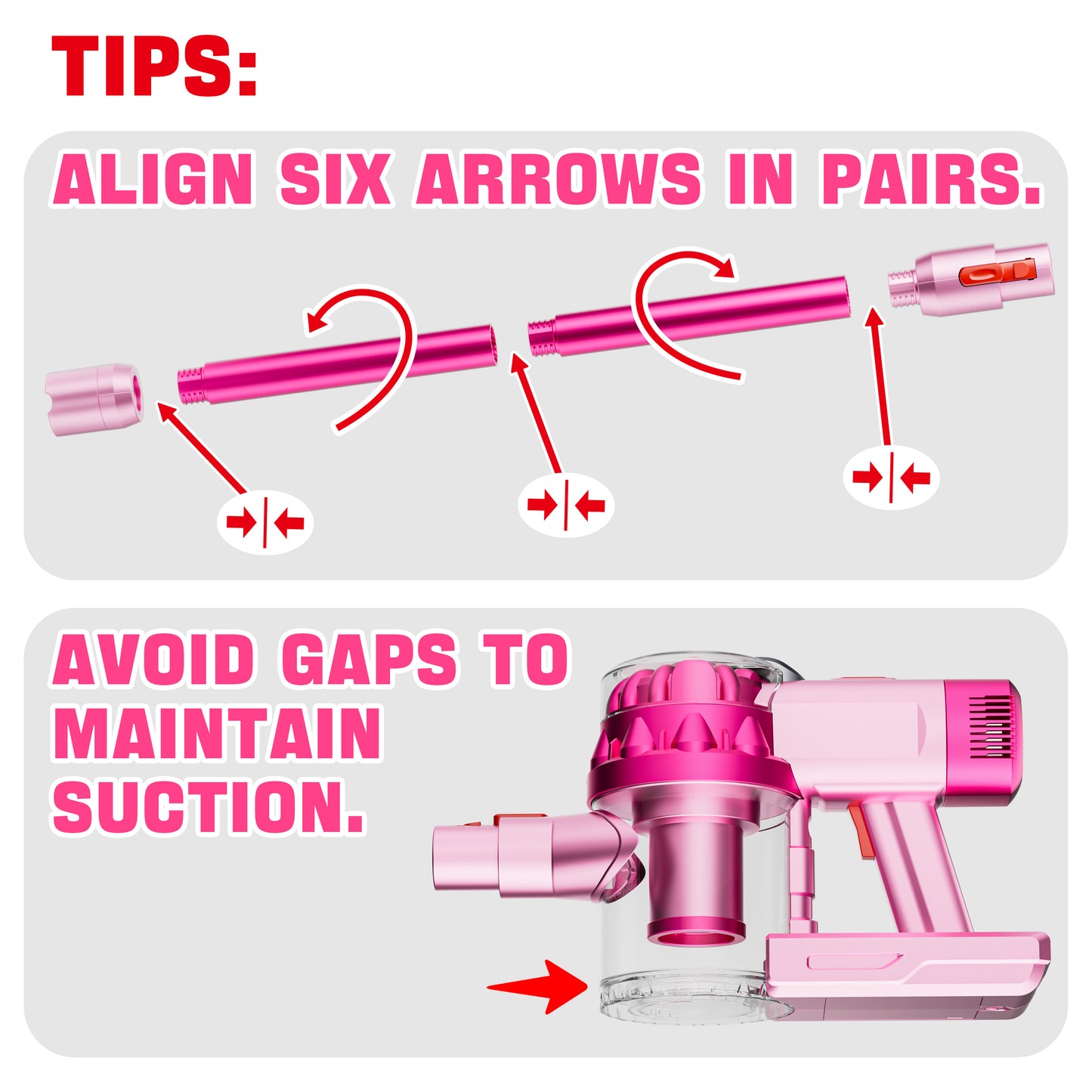 BLAXTEM 4-in-1 Kids Toy Vacuum Cleaner for Toddler Pretend Play (Pink)